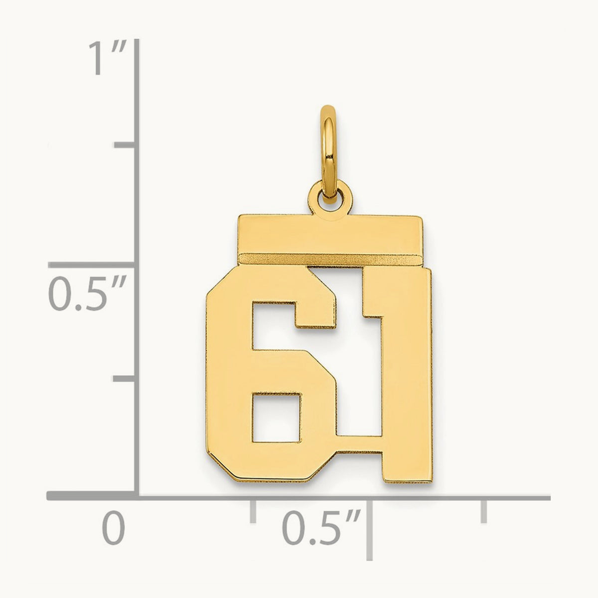 Small Polished Number 61 Charm, 14K