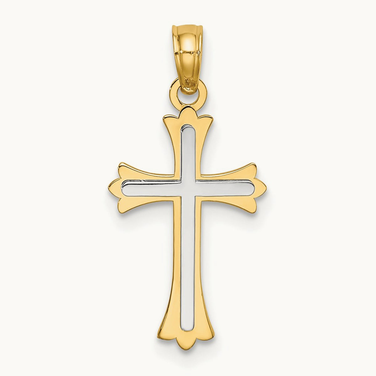 Center Cross Charm — 14K Two-Tone Gold
