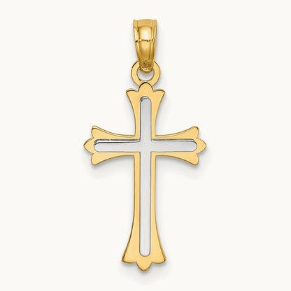 Center Cross Charm — 14K Two-Tone Gold