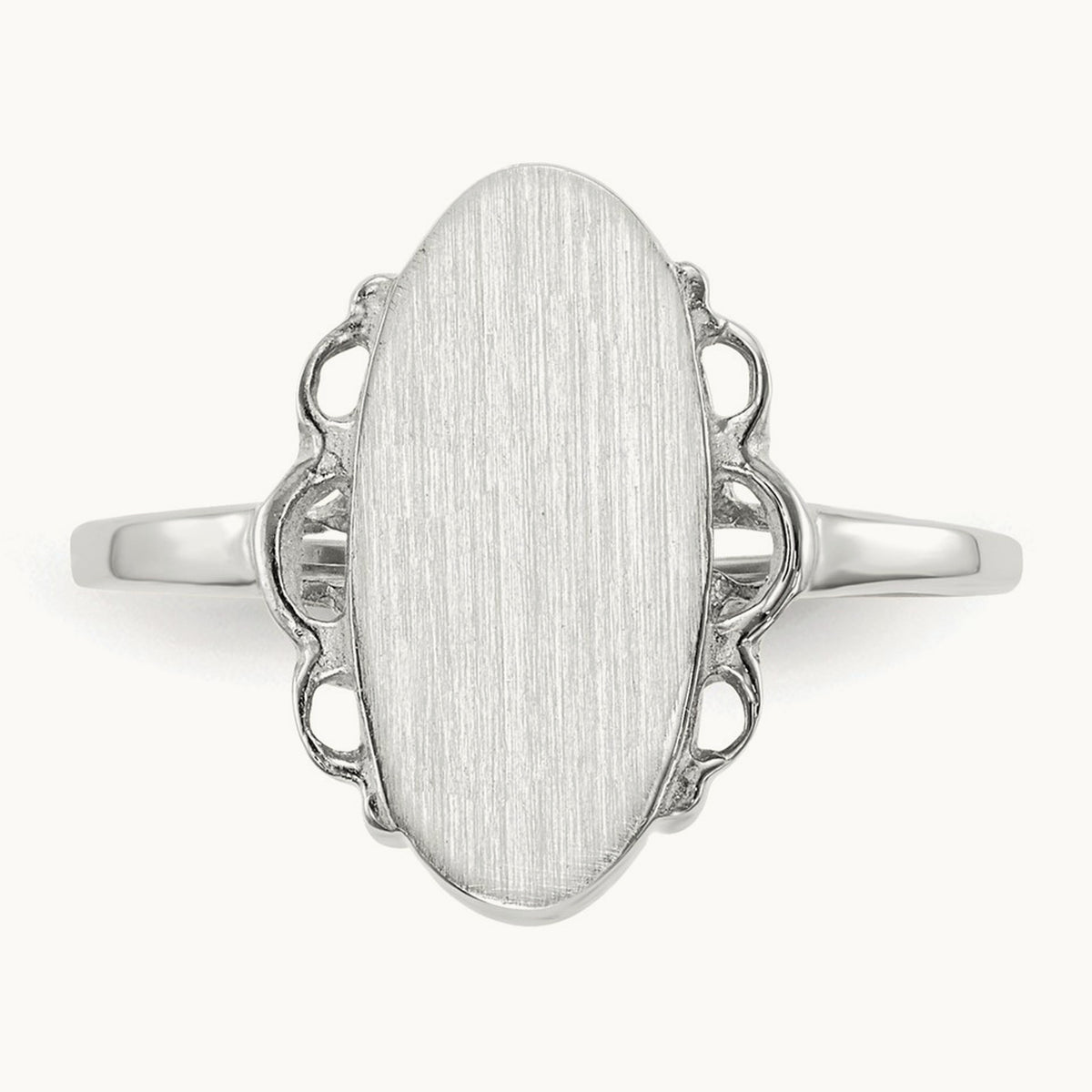 7.0x14. Open Back Signet Ring, 5mm, 14K White Gold
