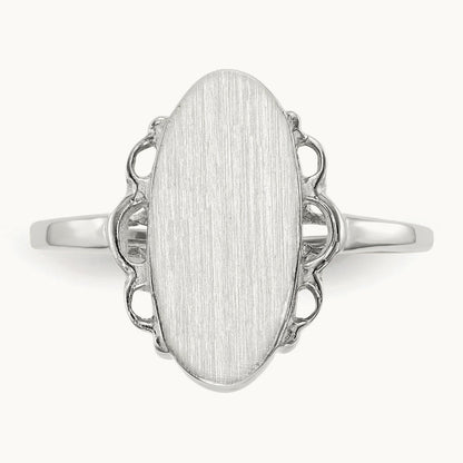 7.0x14. Open Back Signet Ring, 5mm, 14K White Gold