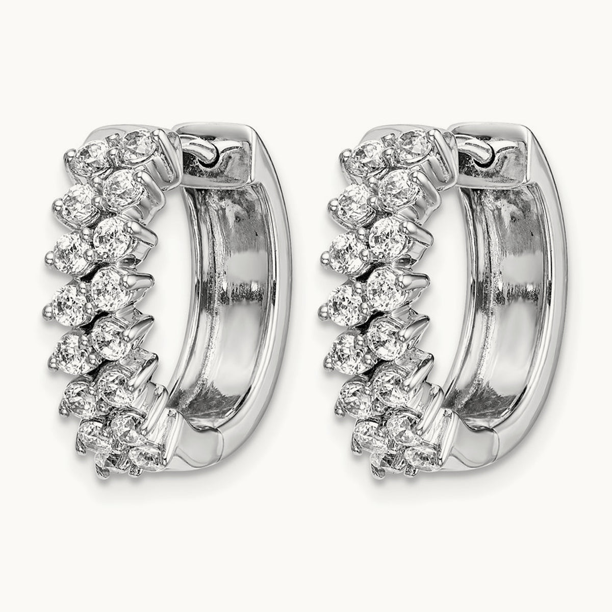 Diamond Hinged Hoop Earrings, 14K White Gold