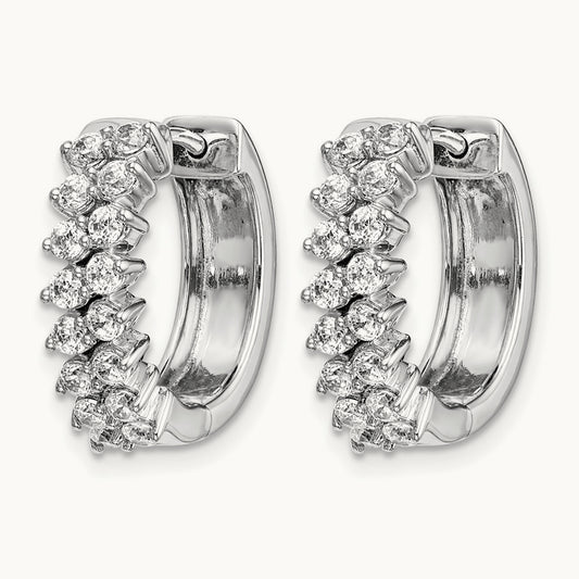 Diamond Hinged Hoop Earrings, 14K White Gold