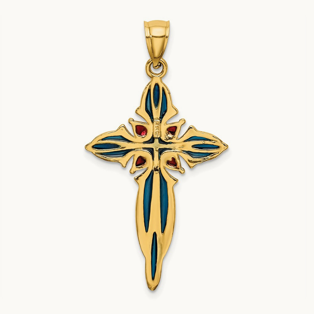 Blue and Red Enameled Cross Charm — 31.75mm