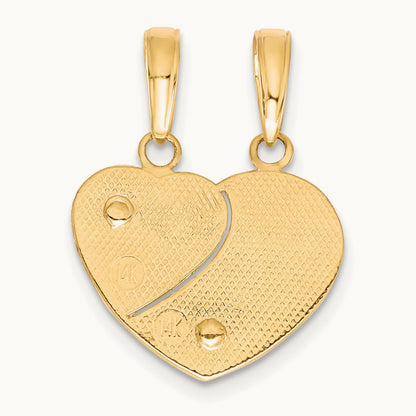 MOMMY-ME Break-apart Heart Pendant, 14K Two-tone