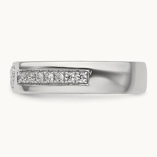 Heart Diamond Womens Complete Wedding Band, 14K White Gold