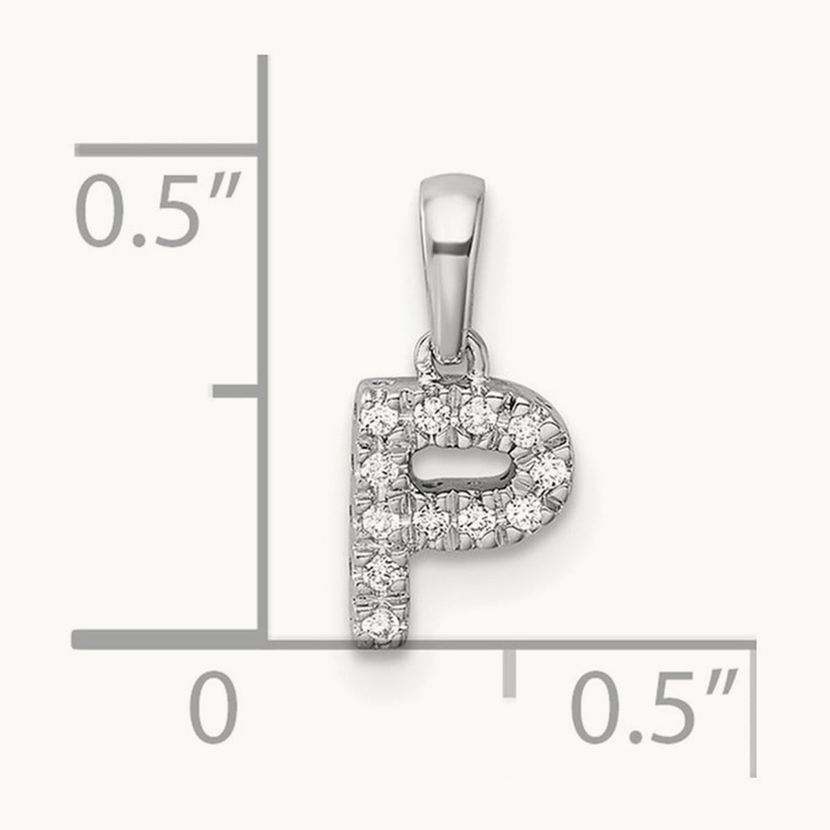 Diamond Initial with Bail Pendant — 14K White Gold, P