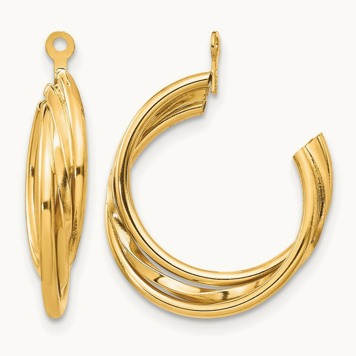 Polished Hoop Earring Jackets — 14K Yellow Gold