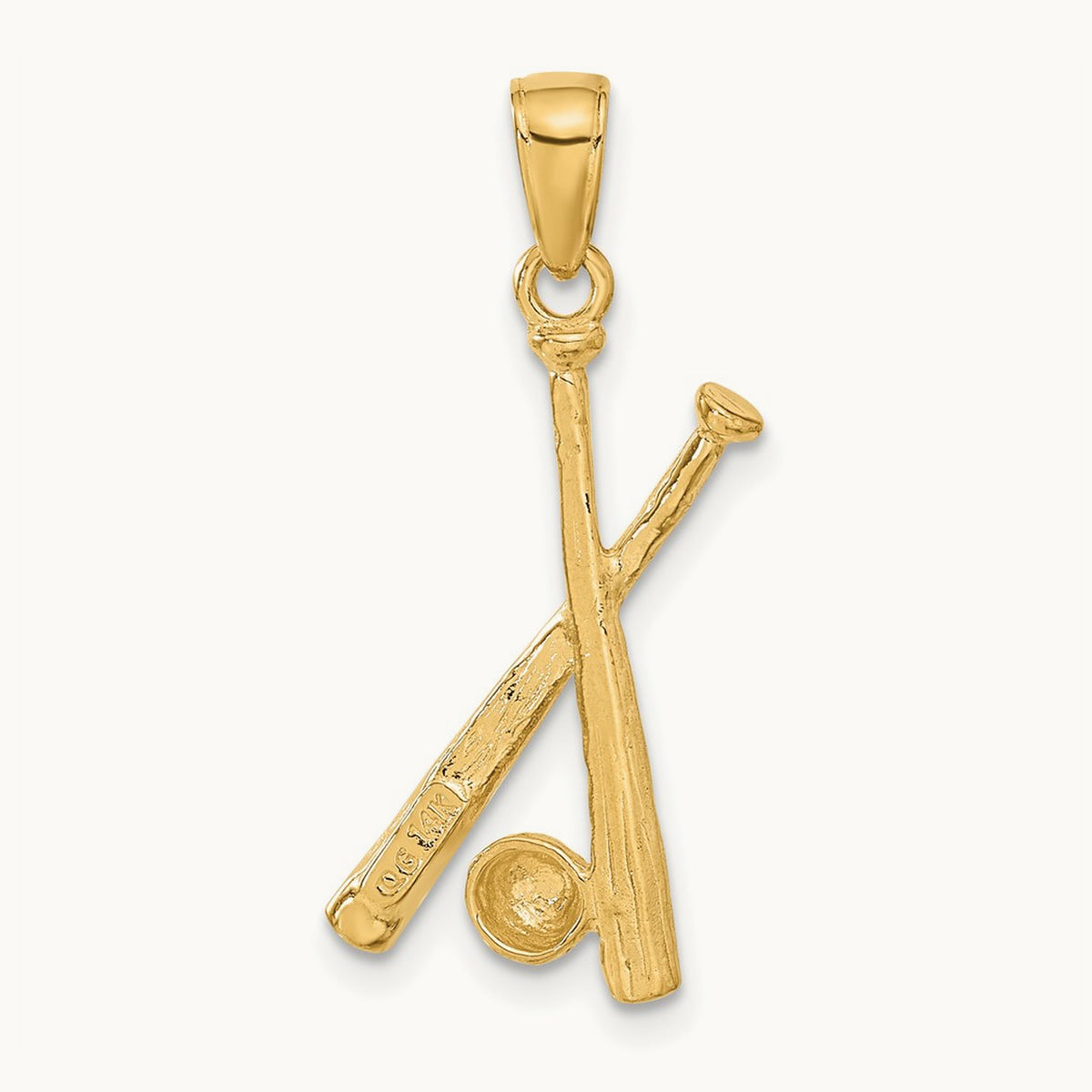 Polished Open-Backed Bats and Baseball Pendant — 29mm