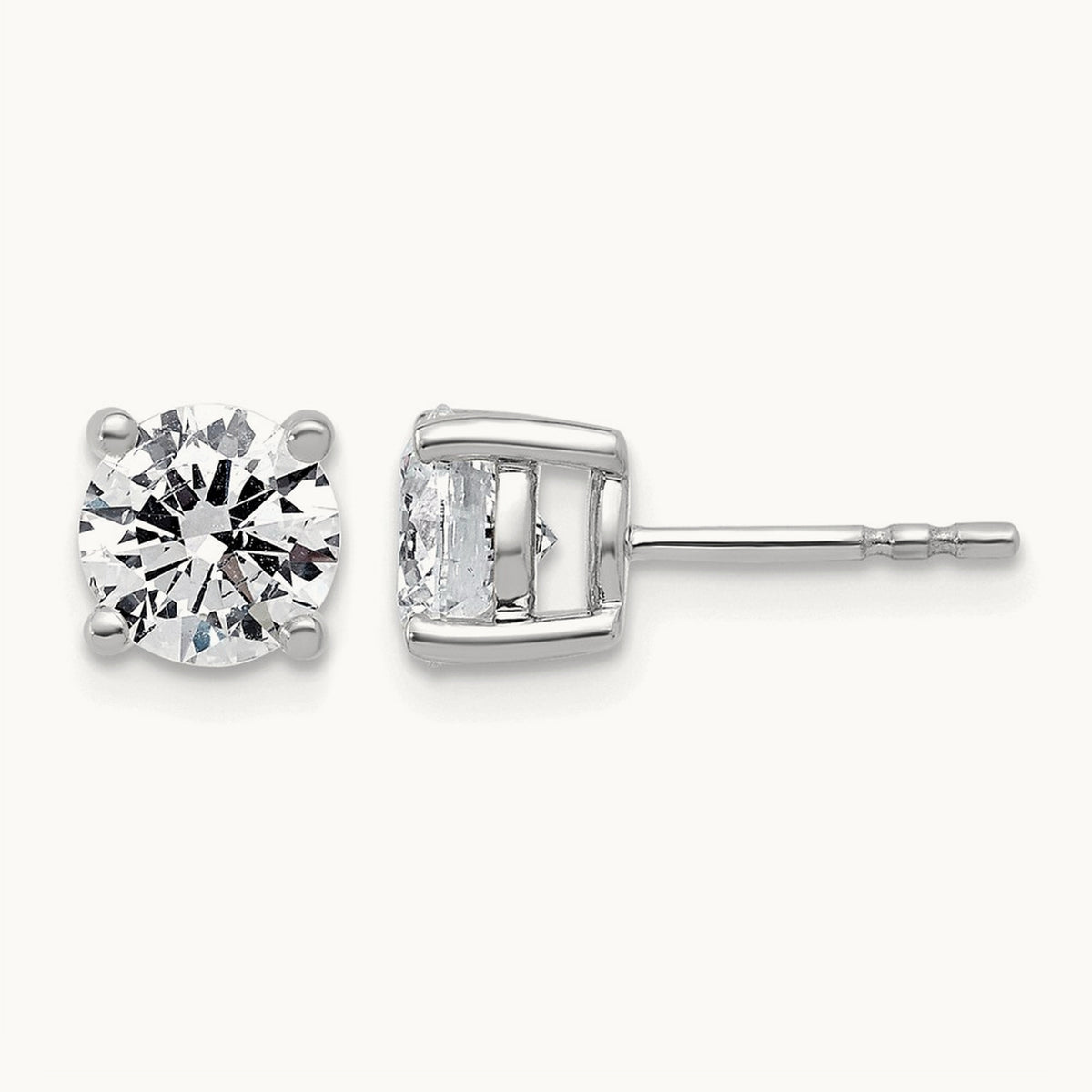 Round Lightweight Earrings, 0.25-6.00 ct tw Lab-Grown Diamond — 2 ct, 14K White Gold