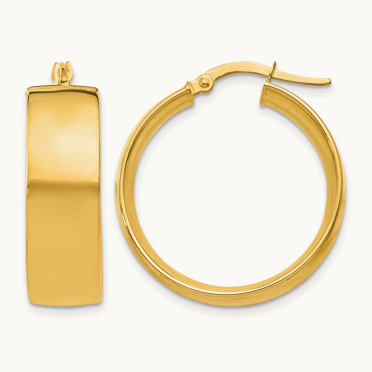 Polished Large Hoop Earrings, 7.75mm, 14K