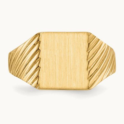 8.0x9. Closed Back Signet Ring, 5mm, 14K