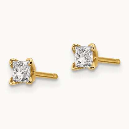 Princess-cut Stud Earring Mountings, 3mm, 14K
