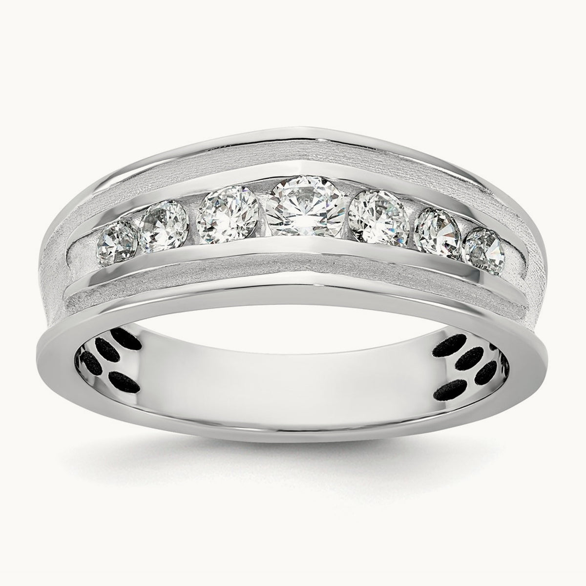IB Goodman Mens Polished Complete 7-Stone 5/8ct Diamond Ring, 14K White Gold