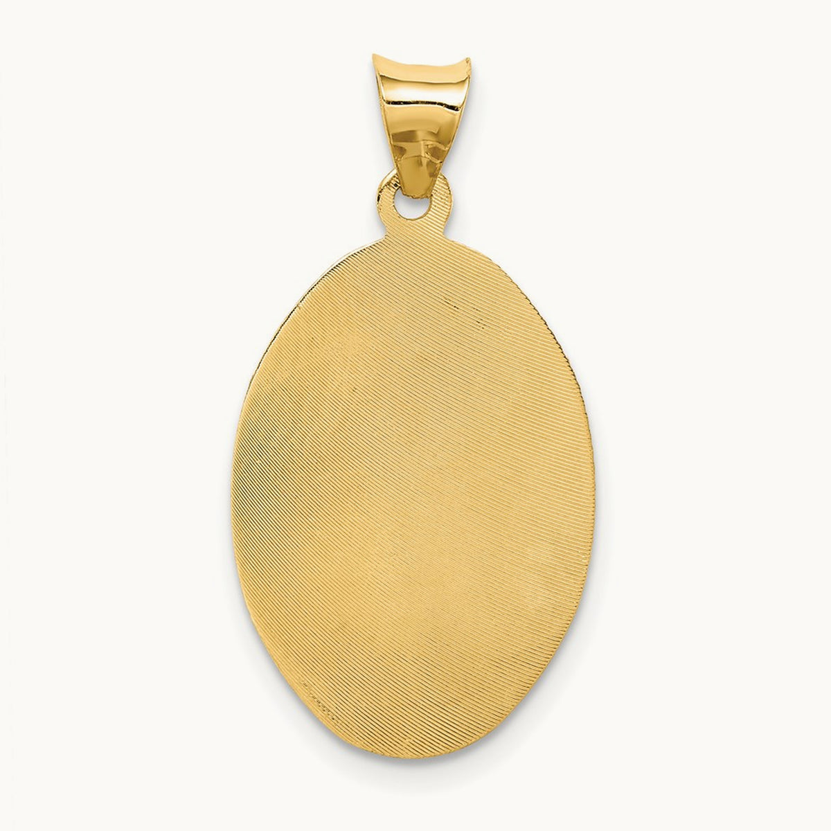 Diamond-cut Lady Of Guadalupe Oval Pendant with rhodium — 28.2mm