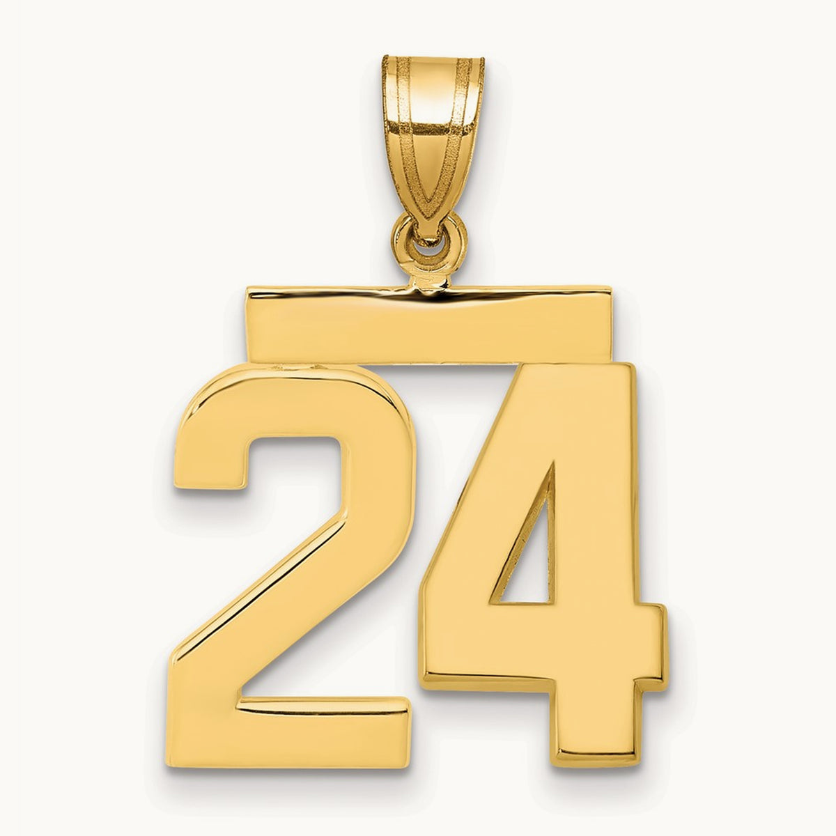 Medium Polished Number 24 Charm, 14K