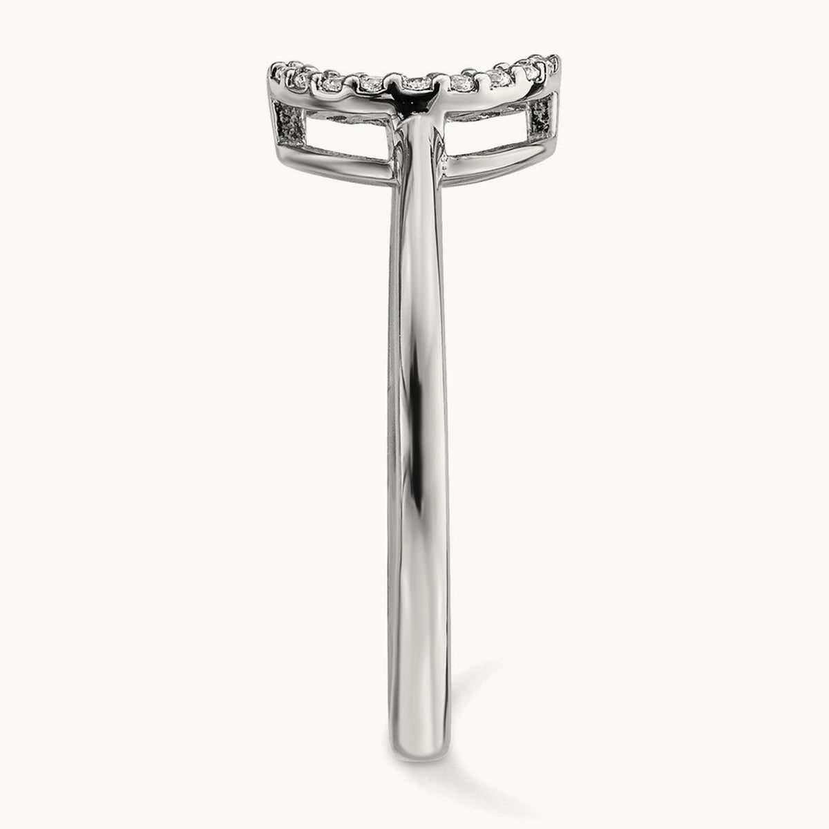 Diamond Open Circle Ring — 14K White Gold