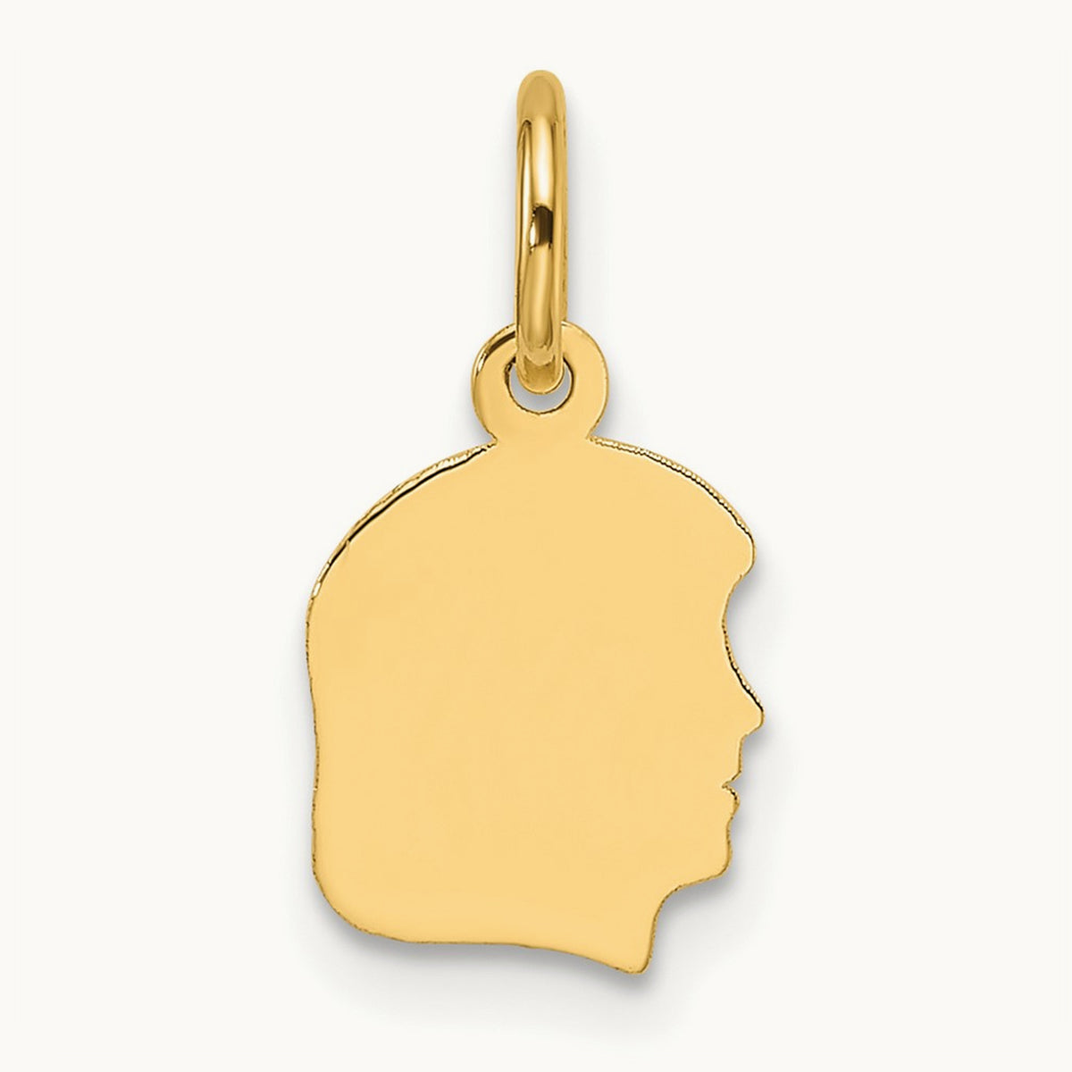 Plain Small .009 Gauge Facing Right Engravable Girl Head Charm — 15mm