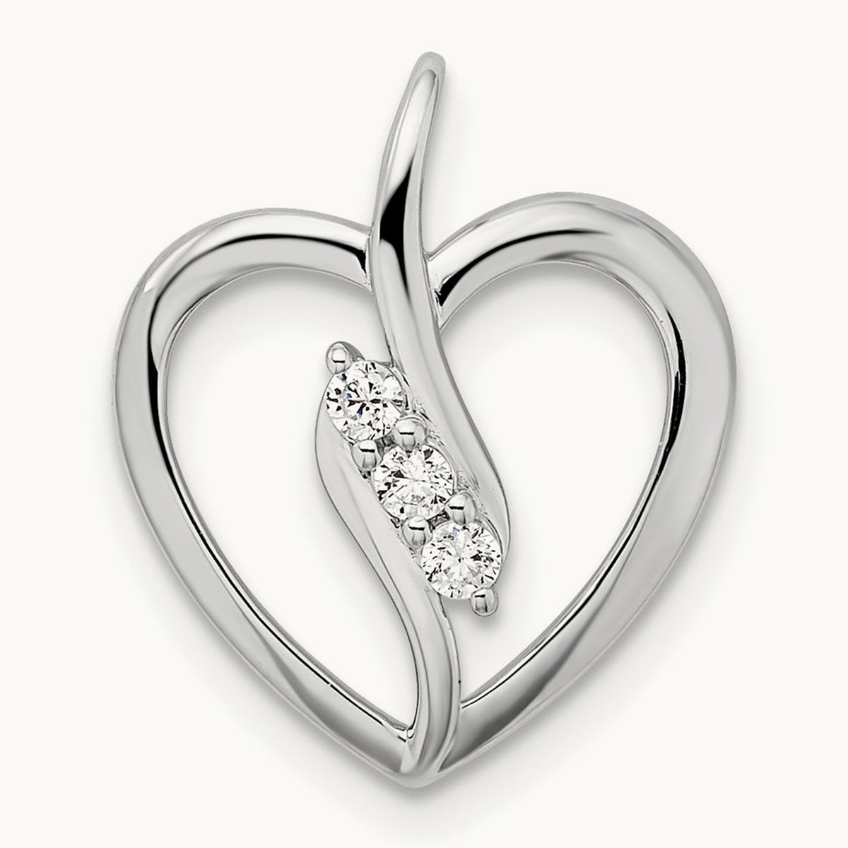 Open Heart Pendant, 0.10 ct tw Lab-Grown Diamond — 14K White Gold