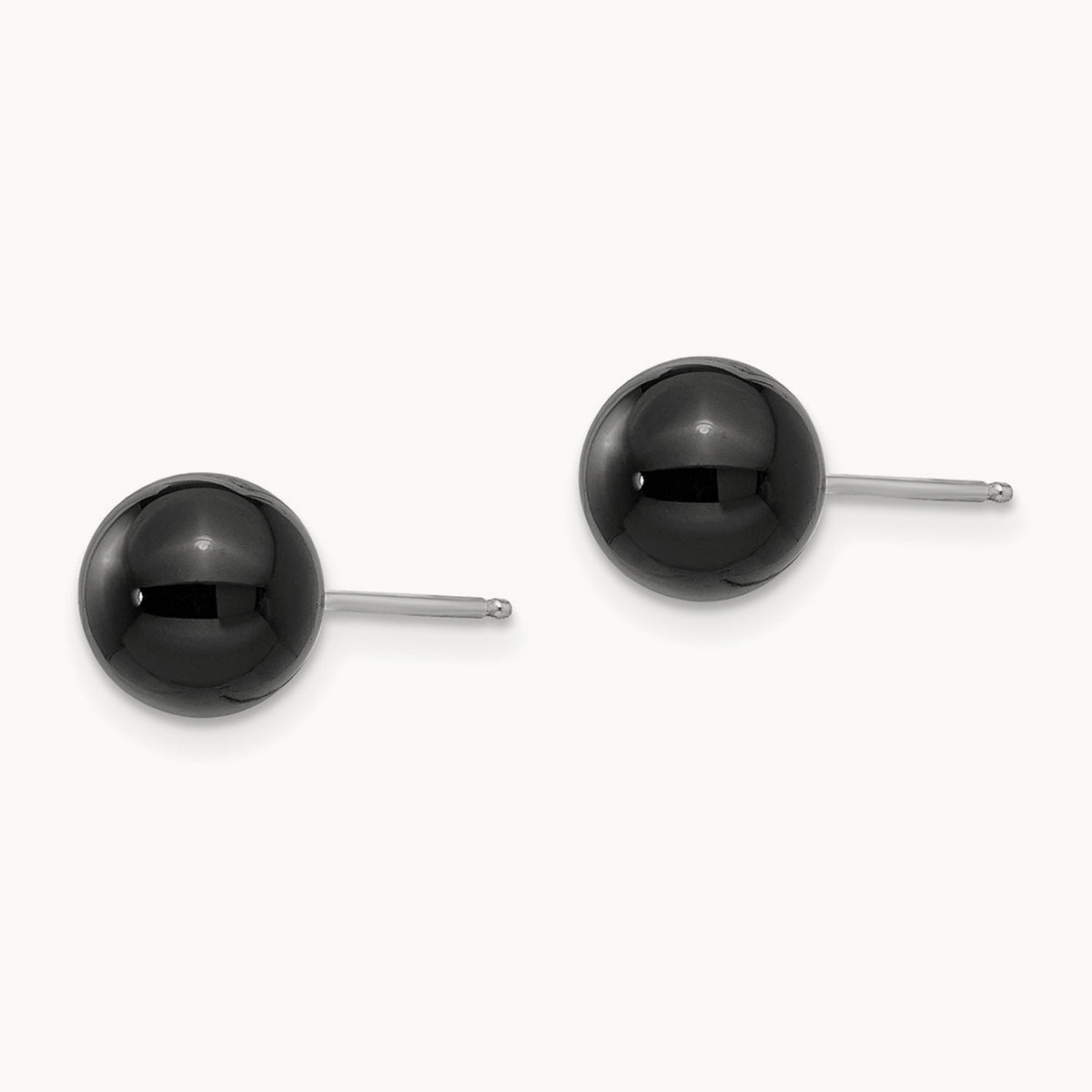 Onyx Bead Earrings — 14K White Gold