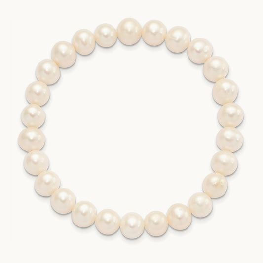 Rh-p 7- White FWC Pearl Earring Bracelet Necklace Set, 8mm, Sterling Silver