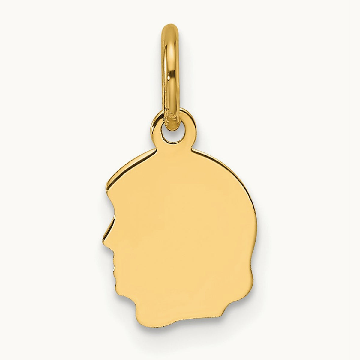 Plain Small .018 Gauge Facing Left Engravable Girl Head Charm — 15.4mm