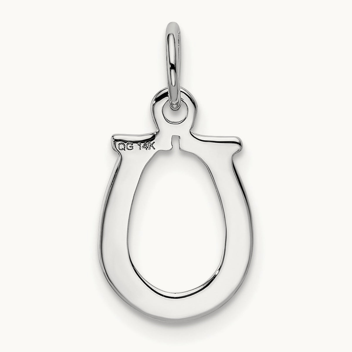 Solid Polished Horseshoe Charm — 14K White Gold
