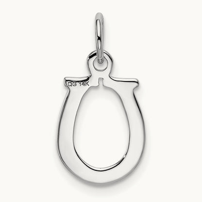 Solid Polished Horseshoe Charm — 14K White Gold