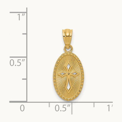 Polished Small Cross Medal Pendant, 14K Gold