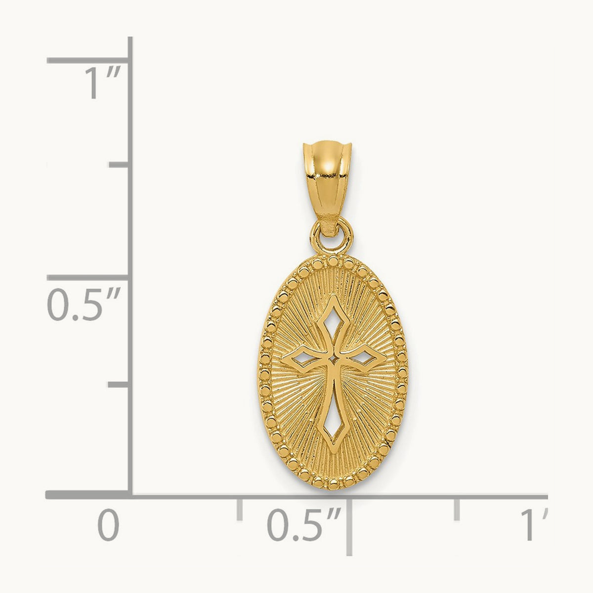 Polished Small Cross Medal Pendant, 14K Gold