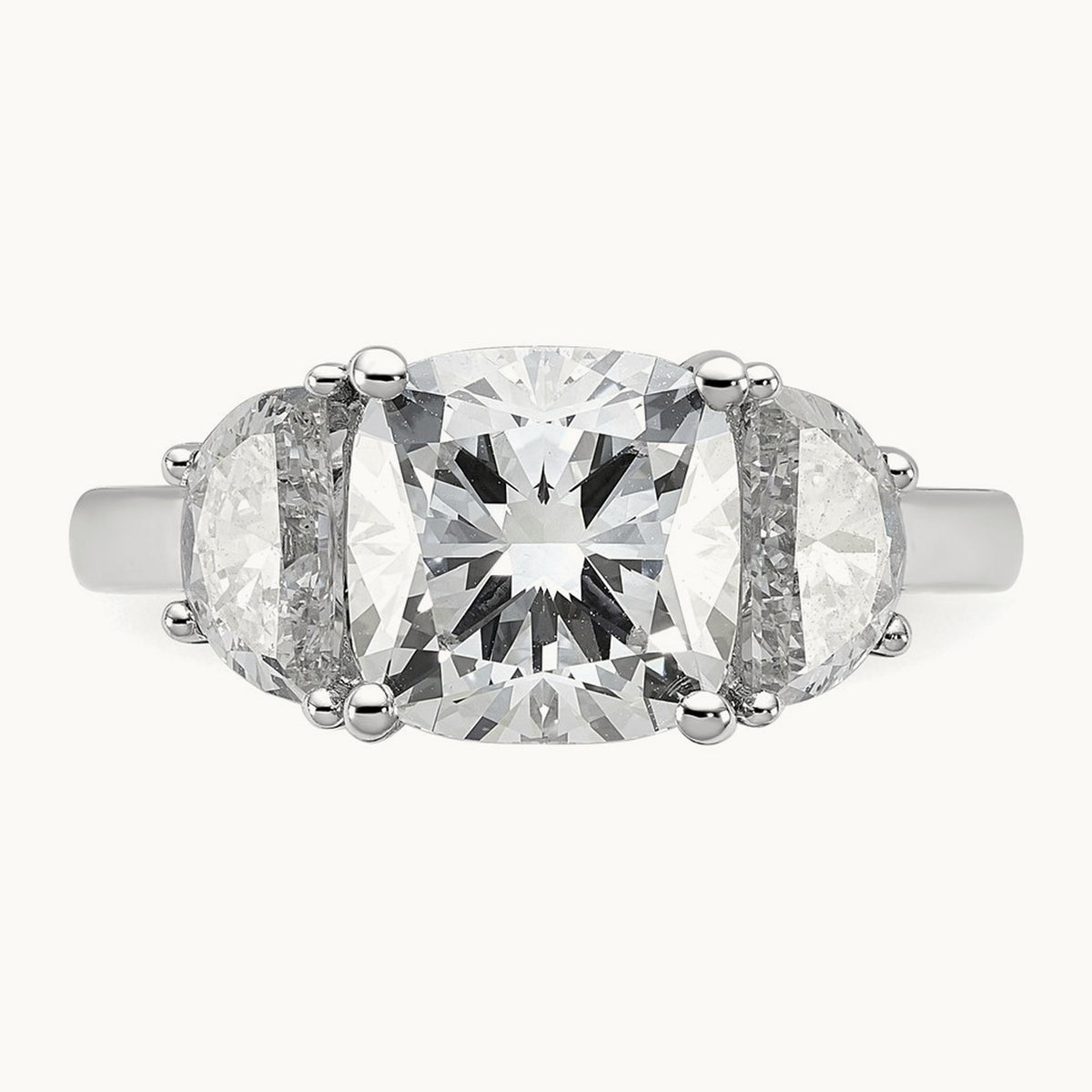 Half Moon & Cushion Semi-Mount Engagement Ring, 0.25-1.00 ct tw Lab-Grown Diamond — 1 ct, 14K White Gold
