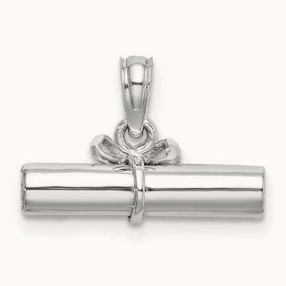 3-D DIPLOMA Rolled Up Charm, 14K White Gold