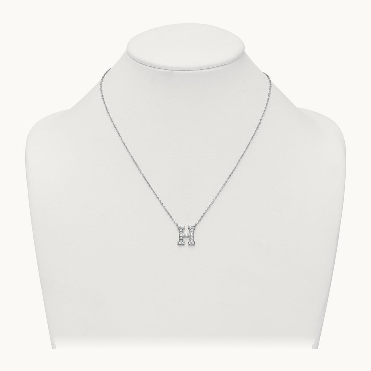 Initial Necklace — 14K White Gold, H, 1/2 ct