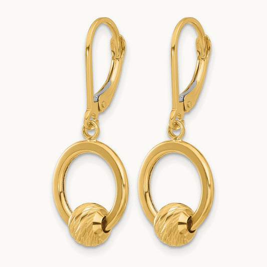 Polished and Diamond-cut Beads Leverback Earrings, 14K — Leslie's