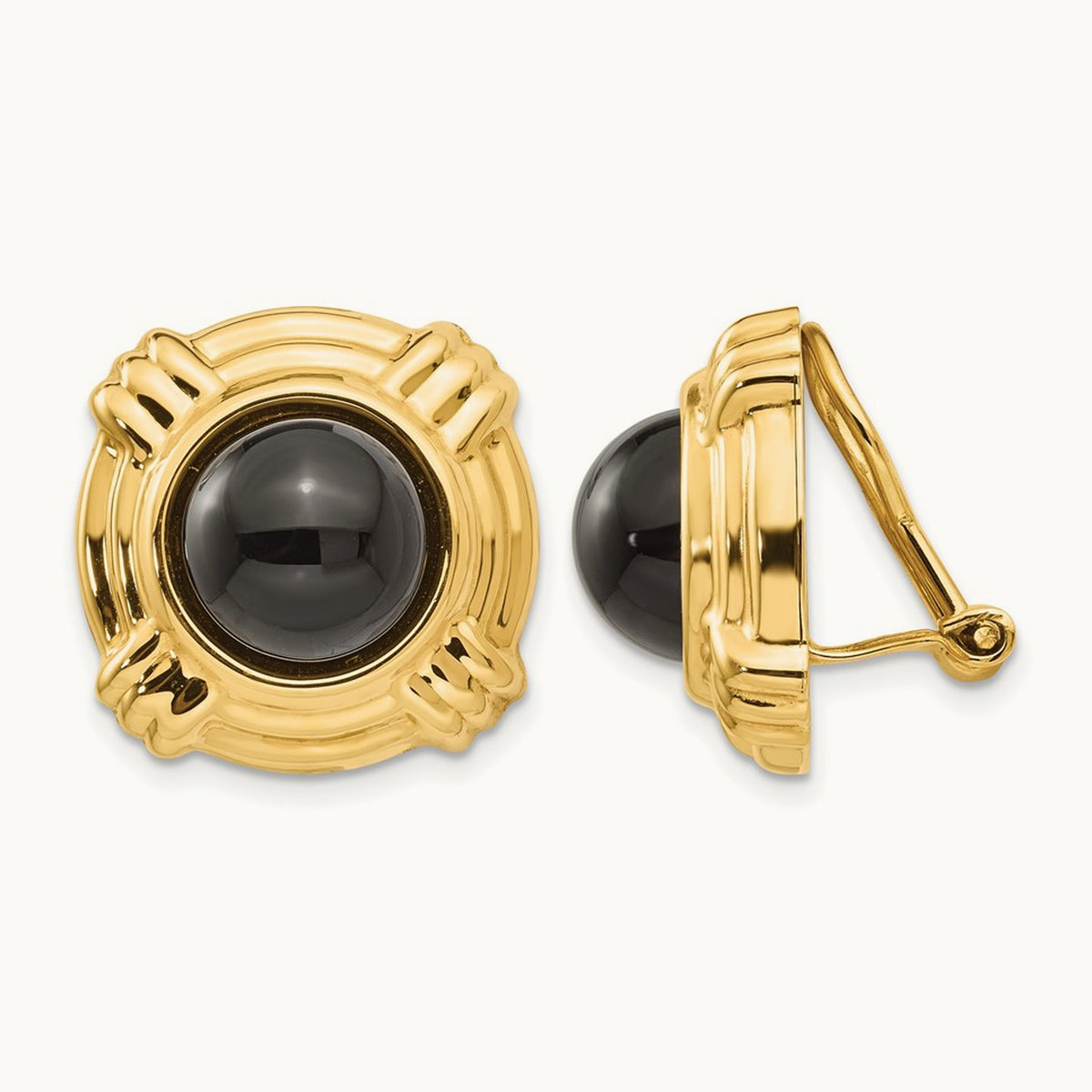 Omega Clip Onyx Non-pierced Earrings — photo set