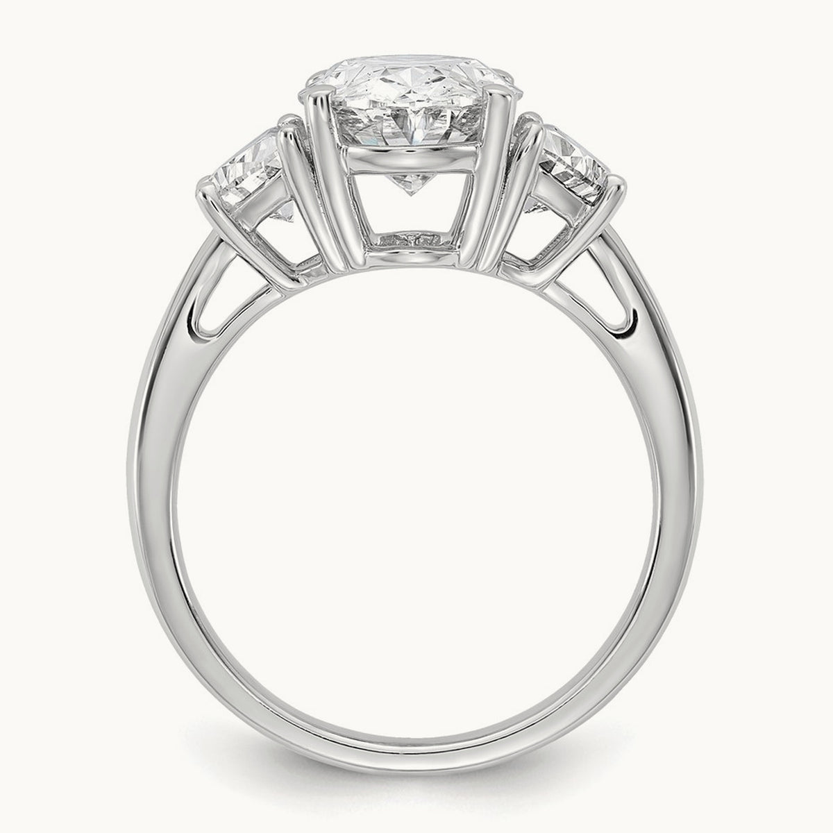 Half Moon and Oval Semi-Mount Engagement Ring, 0.50-1.00 ct tw Lab-Grown Diamond — 1 ct, 14K White Gold