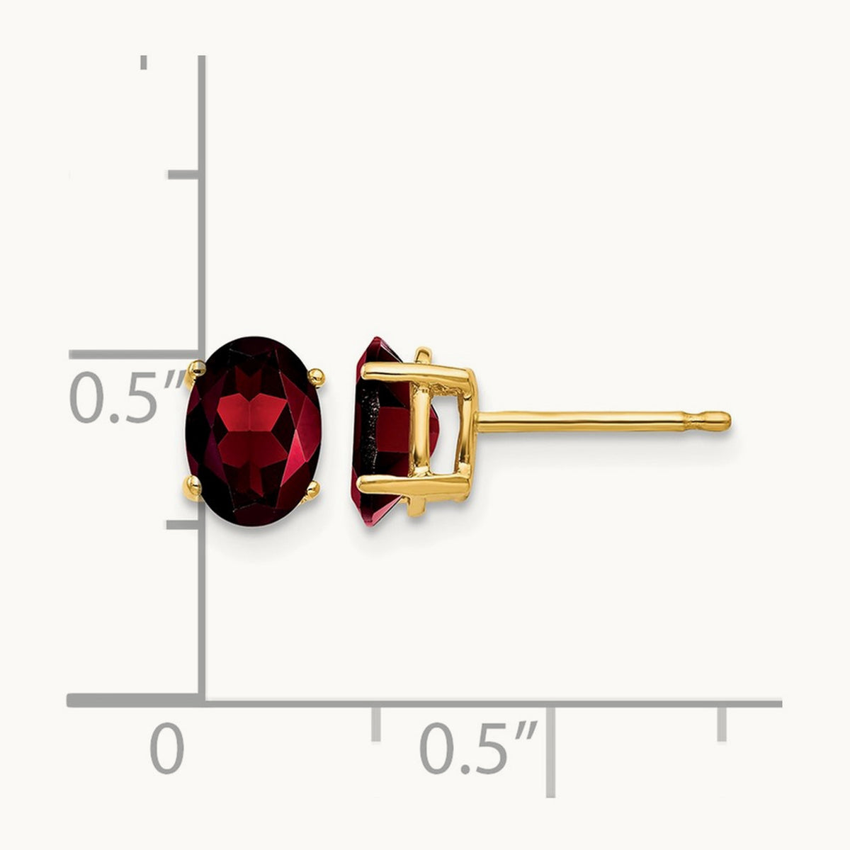 7x5mm Oval Garnet Earrings, 14K