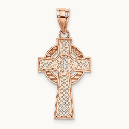Celtic Cross Pendant, 14K Rose Gold