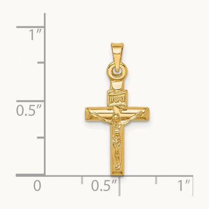 Hollow Crucifix Pendant — 14K Yellow Gold