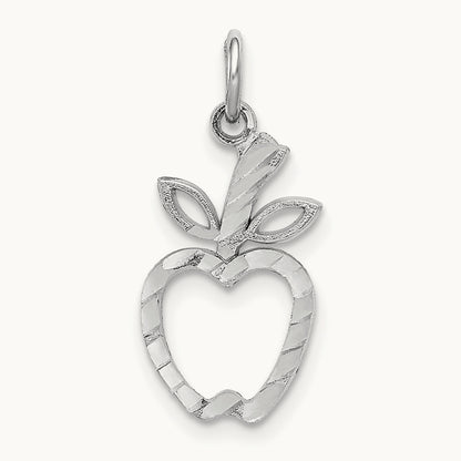 Diamond-cut Apple Charm, 14K White Gold