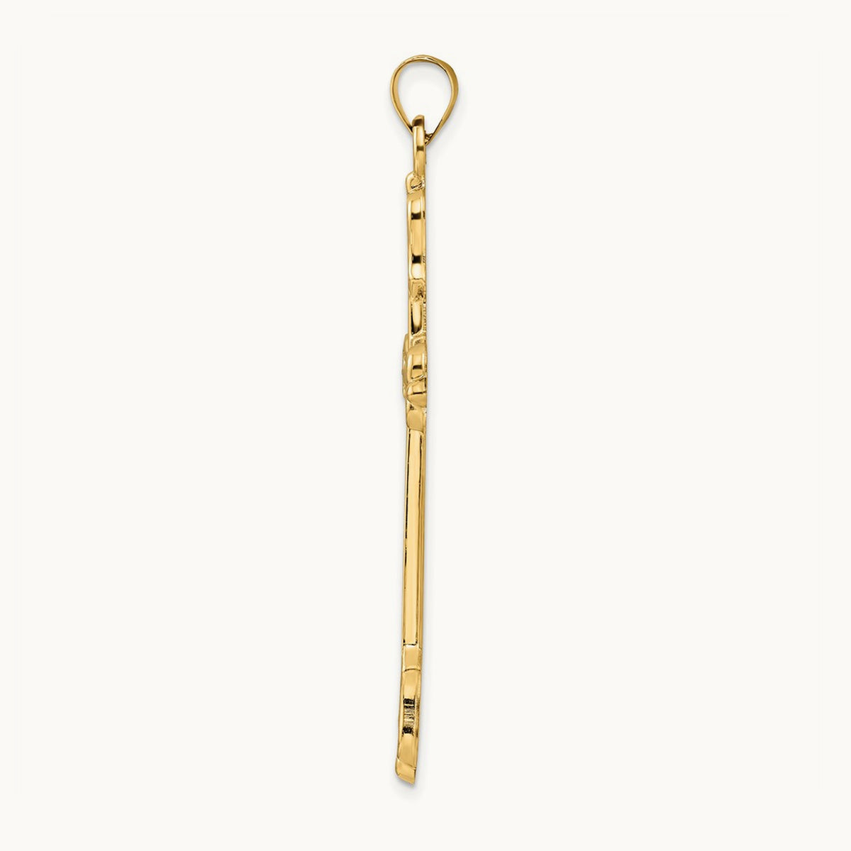 Polished Diamond Pattern Hollow Cross Pendant, 14K