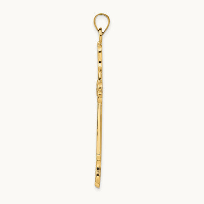 Polished Diamond Pattern Hollow Cross Pendant, 14K