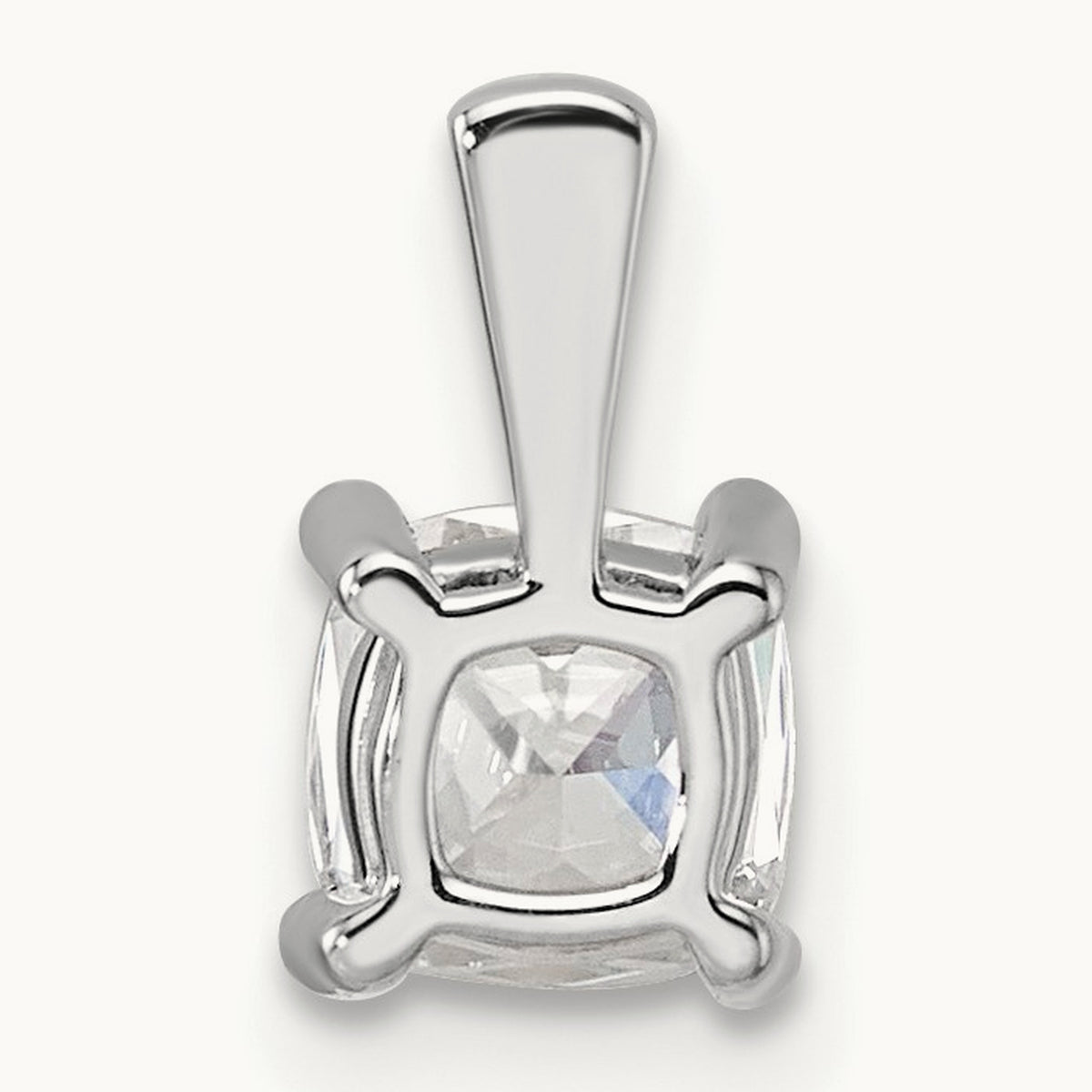 Cushion Four-Prong Pendant, 1/2-5 ct Lab-Grown Diamond — 14K White Gold