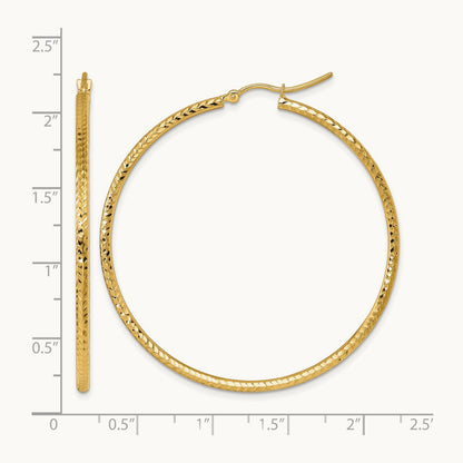 Diamond-cut Round Tube Hoop Earrings, 2mm, 10K — Leslie's