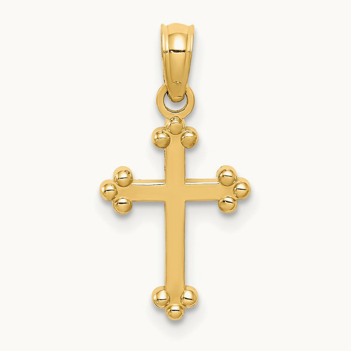 Budded Cross Charm — 14K Yellow Gold, 20mm