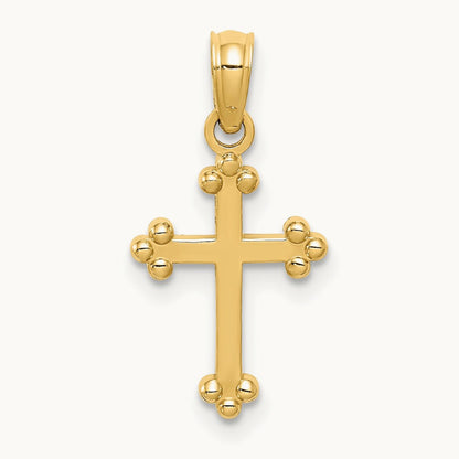 Budded Cross Charm — 14K Yellow Gold, 20mm