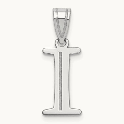 Polished Etched Letter I Initial Pendant, 14K White Gold