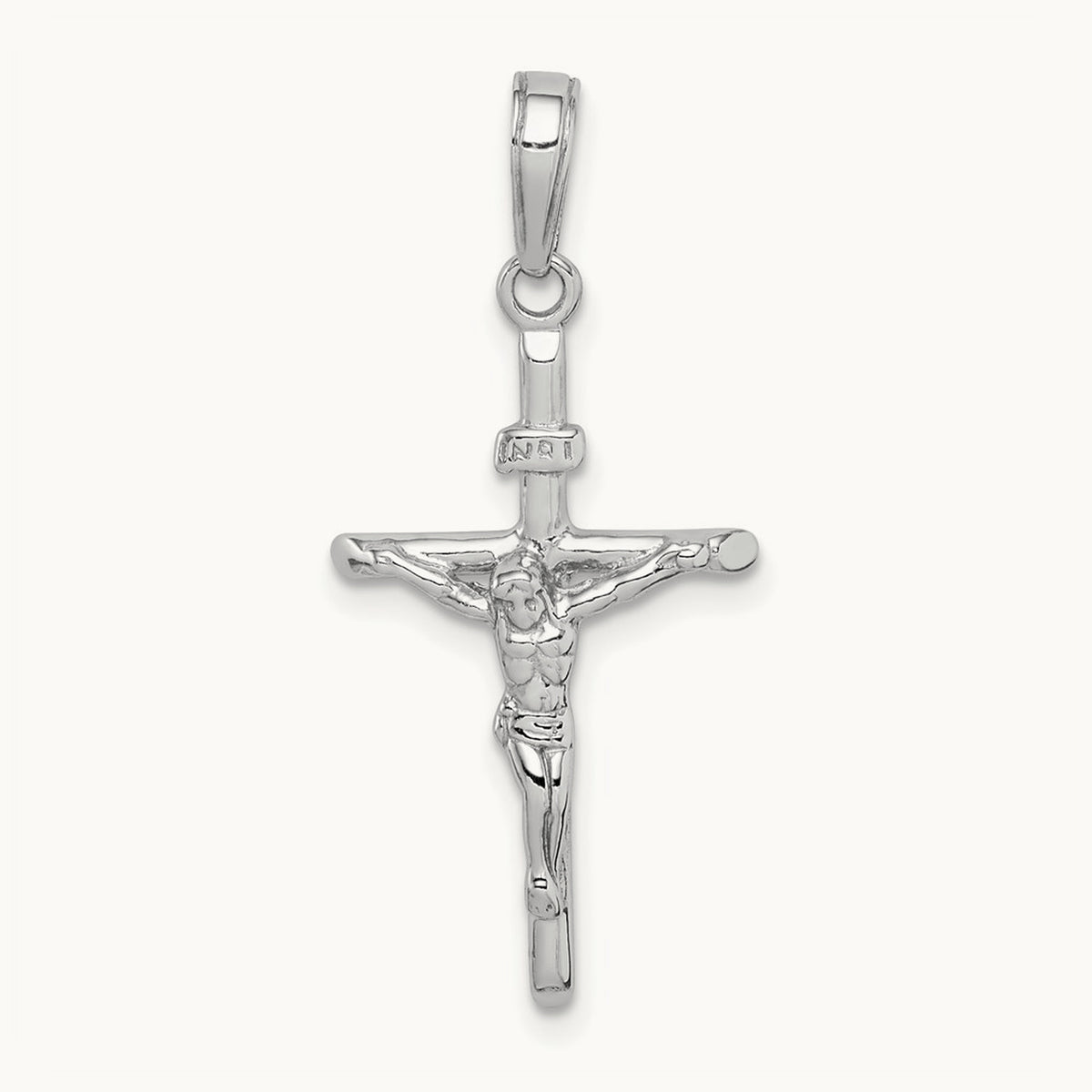 Stick Style Crucifix Pendant — 14K White Gold