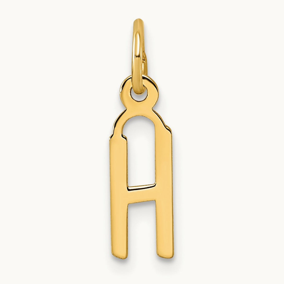 Small Slanted Block Initial Charm — 14K Yellow Gold, H