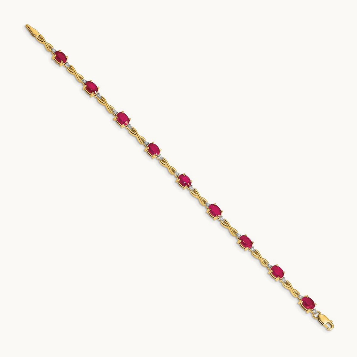 Diamond and Ruby Bracelet — 14K Yellow Gold